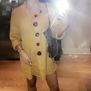 mustard button up dress